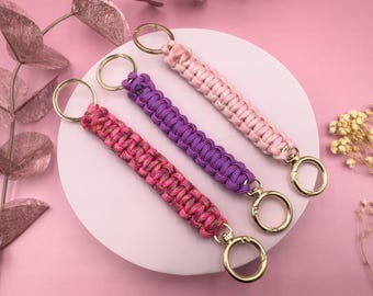 Handmade paracord keychains in trendy colors