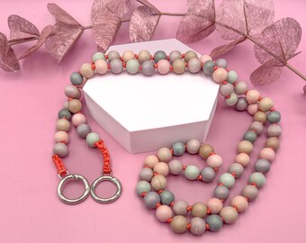 Wooden bead cell phone chain - pastel - lanyard