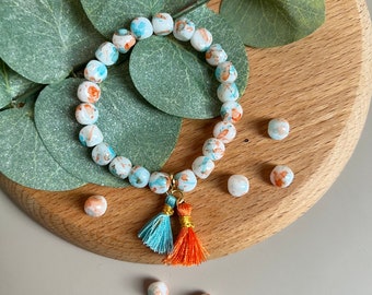 Glass bead bracelet with two tassels - Boho | Ibizi Style