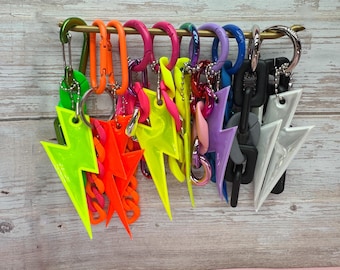 Reflective Lightning Bolt Keychain | Neon Accessory | Statement Pendant | Gift Idea | mea nani handmade | Festival Keychain