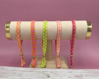 Festival chic bracelet collection - jewelry band with pattern in different colors like pink, rose, orange, green