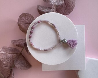 Filigree pearl bracelet in shades of purple with pendant – delicate jewellery for every occasion