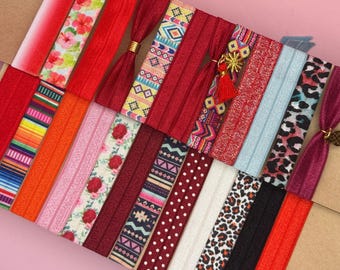 Elastische Haarbänder & Armbänder Set | Boho Stoffarmbänder | Haargummi ohne Ziepen | Geschenk für Frauen und Mädchen