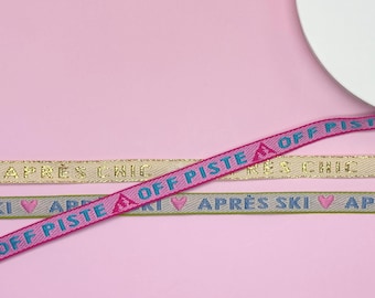 1 m Ski Jewelry Band - Sold by the Meter" Après Ski | Off Piste | Gold & Pink | Winter Bracelet, Gift Idea for Female Skiers, Handmade by mea nani