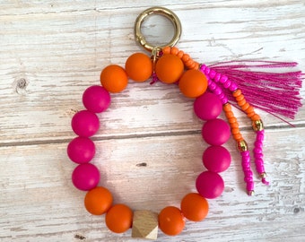 Colorful keychain pink/orange