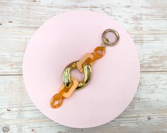 Golden Peach *** Acrylic chain keychain in elegant color combination