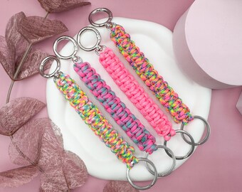 Handmade Paracord Keychain – Colorful Macrame Keychain – Gift for Women & Girls – Boho Bag Charm