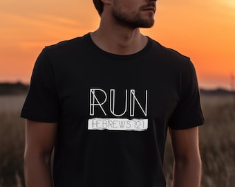 Run the Race Christian T-Shirt, Hebrews 12:1, Athlete Gift