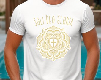 Soli Deo Gloria, Reformation Shirt, Protestant, Martin Luther cross, Glory to God, Christian shirt