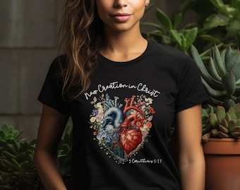 New Creation in Christ, 2 Corinthians 5:17, Christian T-shirt, Bible verse shirt, made new