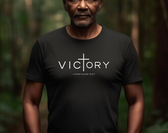 Victory in Christ T-Shirt: 1 Corinthians 15 Bible Verse