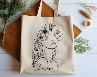 Bolsa de lona con diseño floral, regalo cristiano