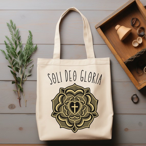 Soli Deo Gloria Canvas Tote Bag Christian Canvas Bag Reformation Tote Bag Protestant Martin Luther Cross Glory to God Christian Gift Etsy UK