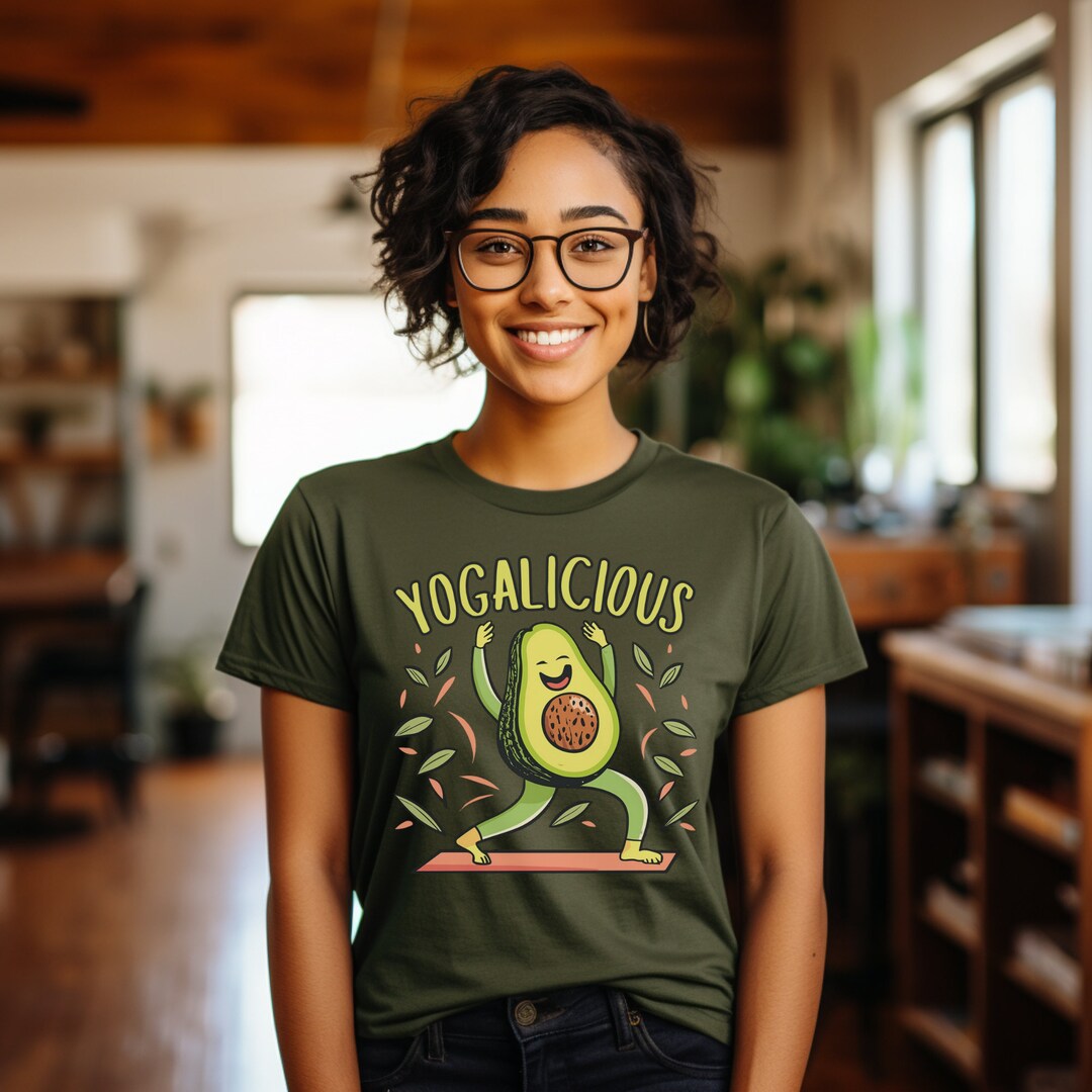 Yogalicious Vegan Avocado Yoga Typography Cartoon Etsy UK