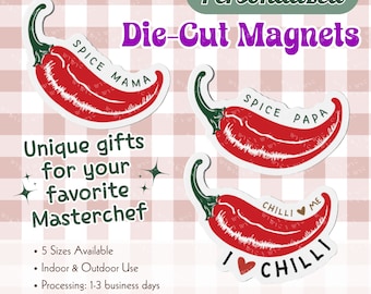 I Love Chilli Die-Cut Magnets Kitchen Fridge Decor for Spice Lovers Personalized Gift for Mom Dad Chef Family Trips Cruise Camping Magnets