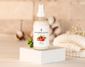 Strawberry Delight Room & Fabric Spray | Home Fragrance | Essential Oils | Non-Toxic  | Handcrafted | Handmade | 4 oz | 16 oz Refill