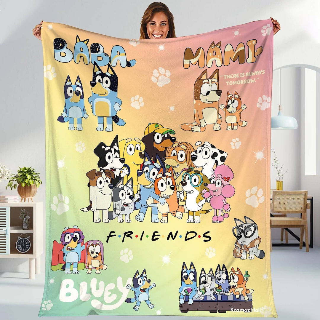 Bluey Bingo Blanket, Bluey Family Soft Cozy Fleece Throw Blankets