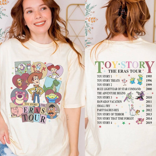 2-Sised Vintage Pixar Toy Story Eras Tour Shirt | Toy Story Characters Shirt Woody Buzz Lightyear Shirt | Disneyland Birthday Shirt