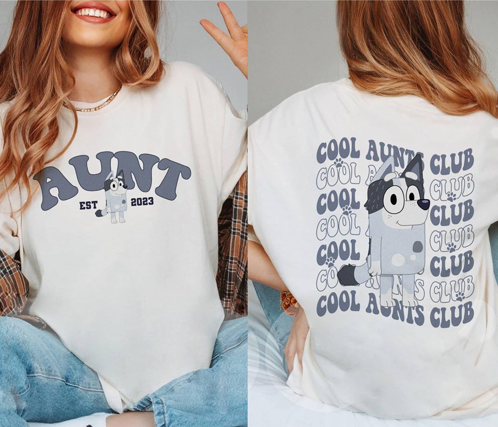 Bluey Inspired chest Names List Unisex Soft Style T-shirt Bluey