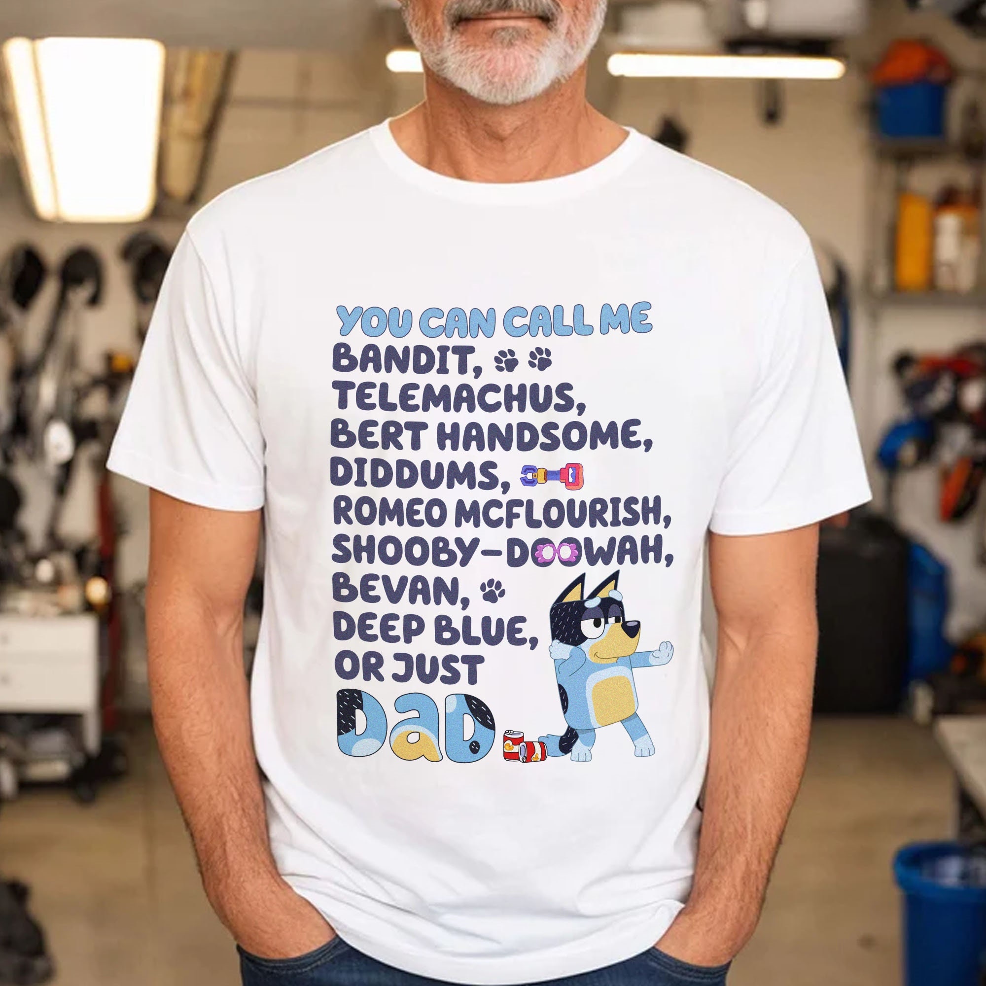 Bluey Inspired Dad Bandit Nicknames Unisex Soft Style T-Shirt- Bluey Dad Shirt- Bluey Shirt Adult- Bluey Birthday Shirt- Funny Tshirt Men