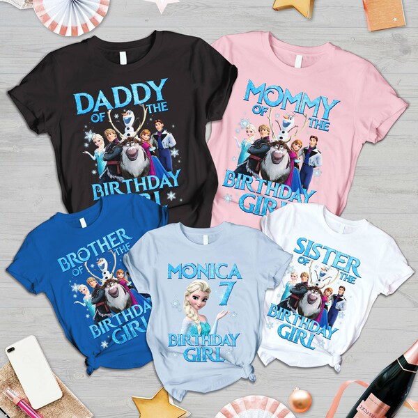 Frozen Theme Birthday Girl Shirt | Frozen Elsa Princess Family Party Shirt | Elsa And Anna Birthday Shirt | Family Birthday Party