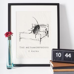 Lámina artística sencilla de Gregor Samsa (28 x 35 cm) / Póster de la Metamorfosis de Kafka / Arte mural literario surrealista / Decoración de Dark Academia