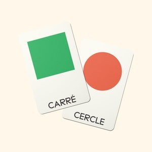 Cartes pour apprendre les formes géométriques simples en français, niveau classe maternelle