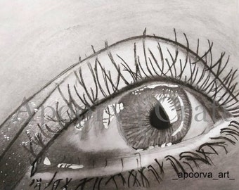 Beautiful Eye Manual Art | Pencil Sketch | Thoughtful Gift for Someone Special | Beautiful and Detailed Sketch at low Price | Apoorva Craft