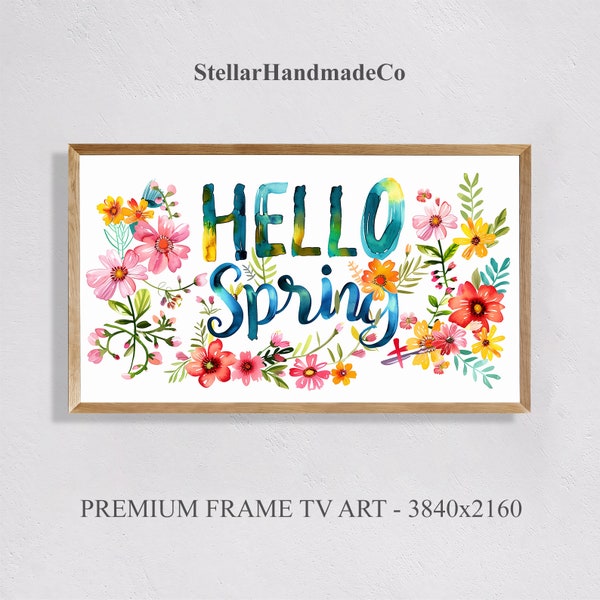 Hello Spring Frame Tv Art, Spring Floral Cottagecore Landscape, Spring Frame TV Art, Spring Easter Day Samsung Frame TV Art