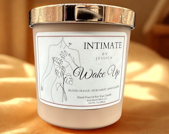 Wake Up Candle – Blood Orange, Bergamot & Mint | Hand-Poured Soy Candle | Energizing Citrus Aromatherapy | Morning Self-Care Gift