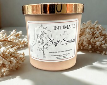 Soft Spoken Candle  Lavender Vanilla Soy Candle  Calming Aromatherapy Candle | Relaxing Home Fragrance  Luxury Candle Gift