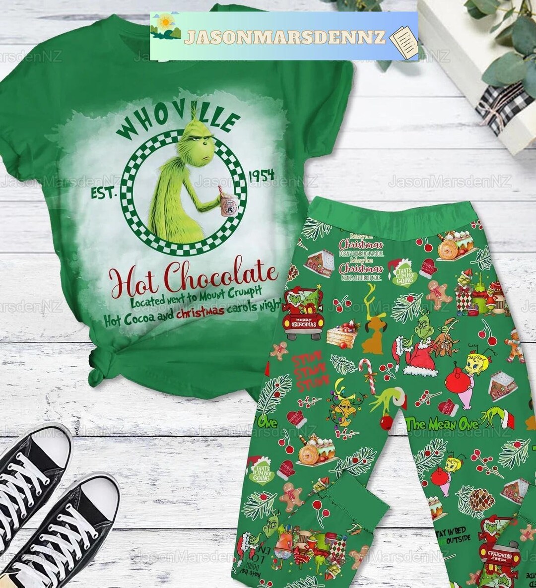 Christmas Green Pajamas Set Whoville Pajamas Family Funny - Etsy