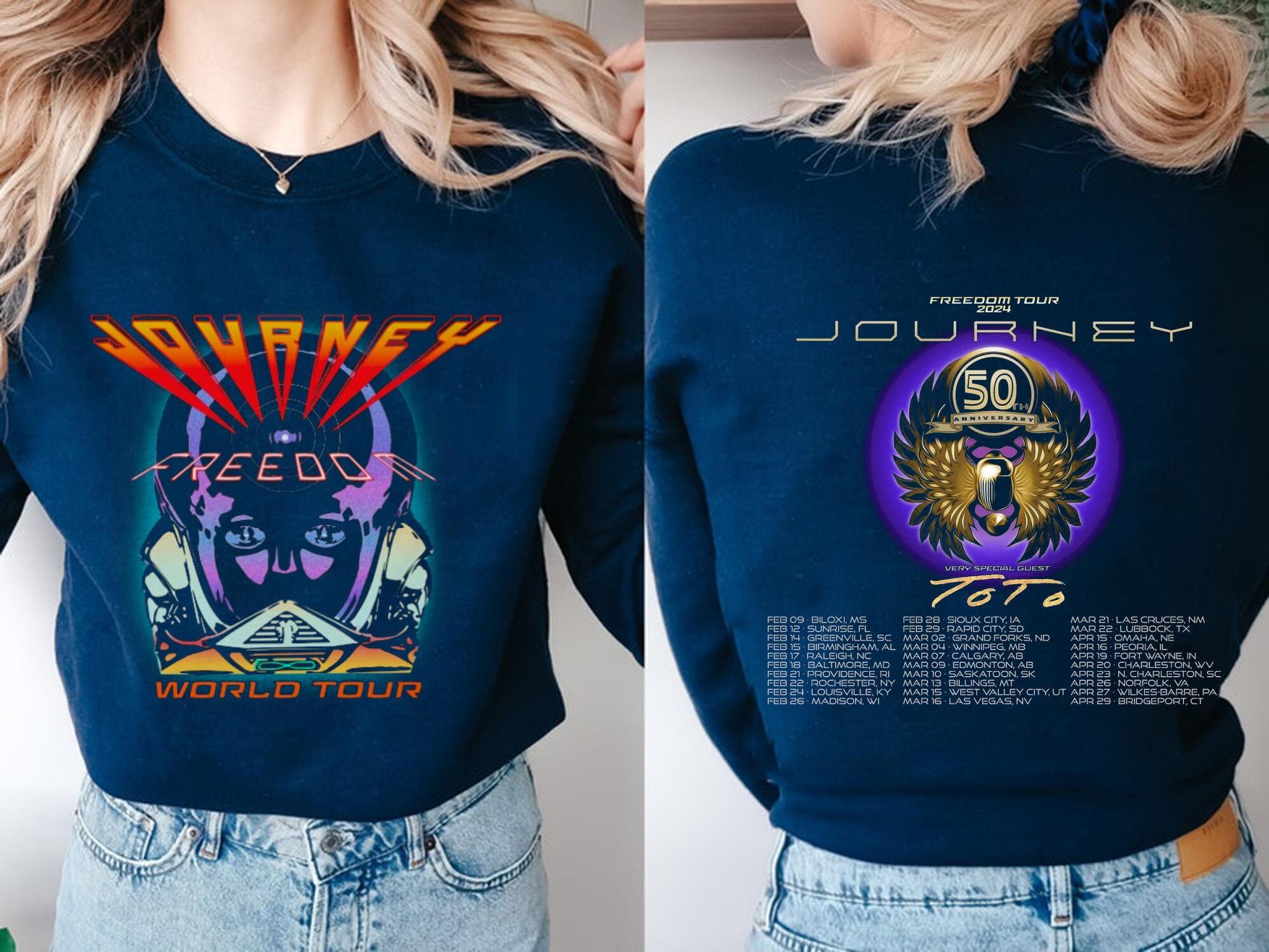Journey Freedom Tour 2024 Shirt, Journey With Toto 2024 Concert Shirt