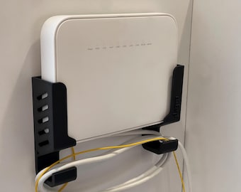 Dual Wall Mount Bracket: Router, Laptop, Cable Organizer