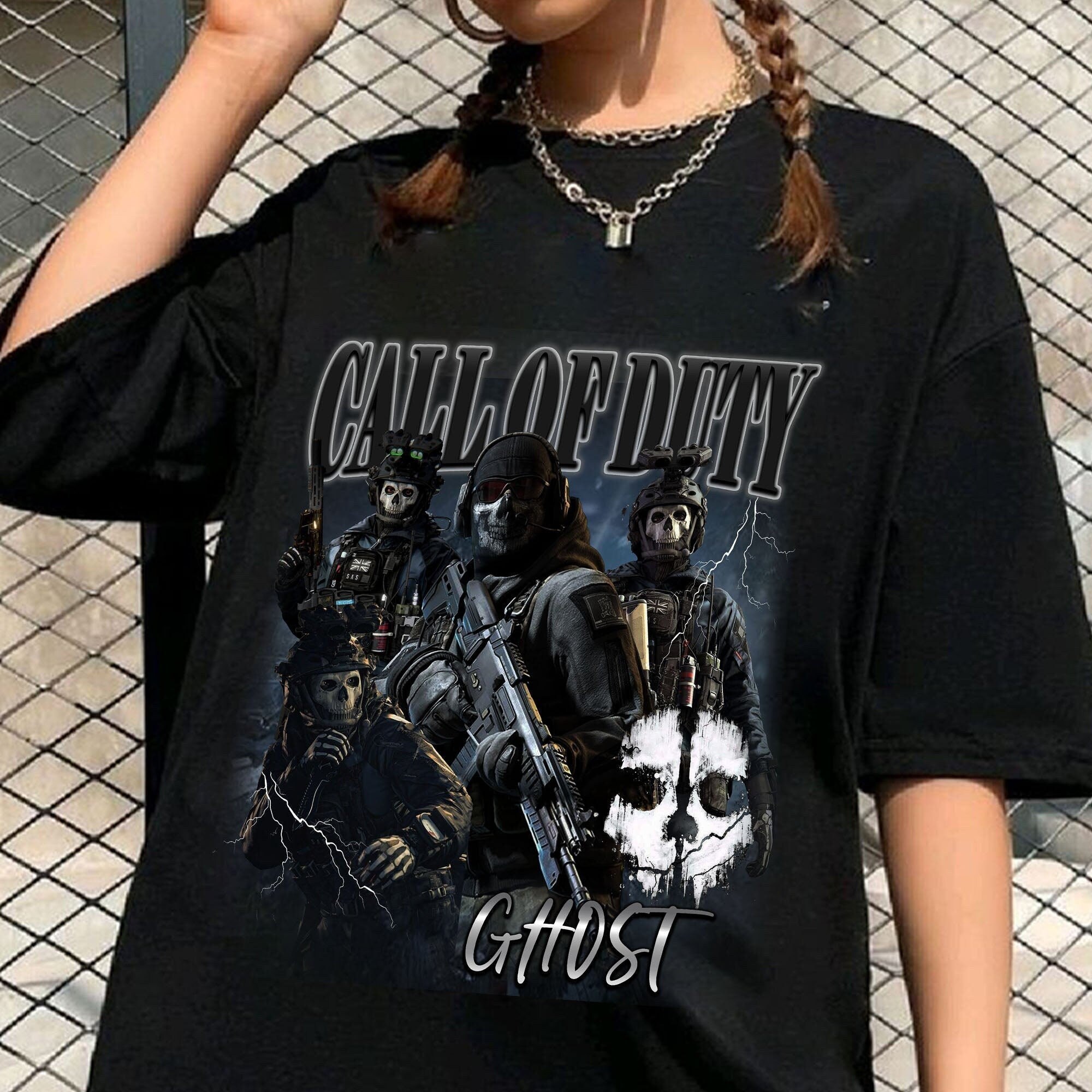  Call of Duty: Warzone Halloween Simon Ghost Riley Face Logo  Long Sleeve T-Shirt : Clothing, Shoes & Jewelry