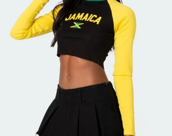 Jamaican crop top long sleeves