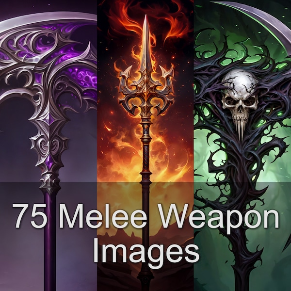 75 Melee Weapon Images - TCG, DnD, RPG Image Portrait Collection for Dungeon Master, Game Master, and Storyteller