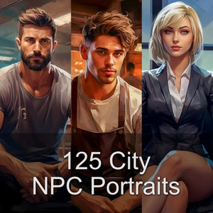 125 City NPC Portraits - TCG, DnD, RPG Image Portrait Collection for Dungeon Master, Game Master, and Storyteller