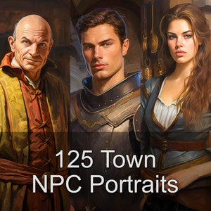 125 Town NPC Portraits - TCG, DnD, RPG Image Portrait Collection for Dungeon Master, Game Master, and Storyteller