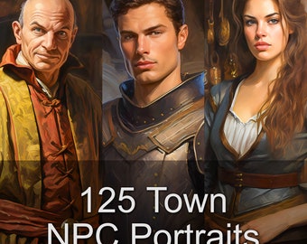 125 Town NPC Portraits - TCG, DnD, RPG Image Portrait Collection for Dungeon Master, Game Master, and Storyteller