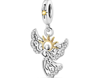 Angel charm 925 sterling silver for bracelet, protection charm