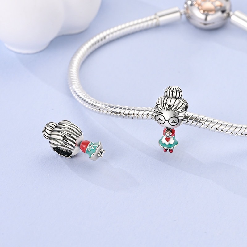 Grandma Gigi Charm For Pandora Bracelet Sterling Silver One Sided