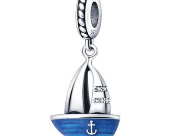 wishful boat charm for pandora bracelet 925 sterling silver, sail boat charm