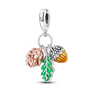 Eichel und Blatt Charm für Armband Pandora 925 Sterling Silber, Herbst Herbst Charm