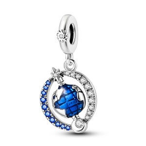 spinning globe charm  925 sterling silver fit for bracelet Pandora, world charm