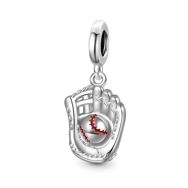 baseball charm for Pandora bracelet, 925 sterling silver, sport charm