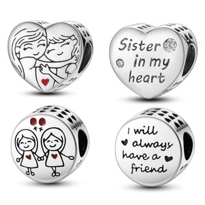 sister charm bead 925 sterling silver fit for Pandora bracelet and pendant