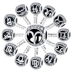 Urok horoskopu, urok 12 znaków zodiaku, urok zodiaku, srebrny urok do bransoletki
