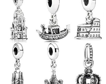 famous building charm, silver charm for bracelet