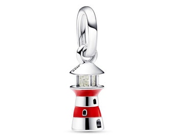 light house charm for bracelet, 925 sterling silver glow in the dark